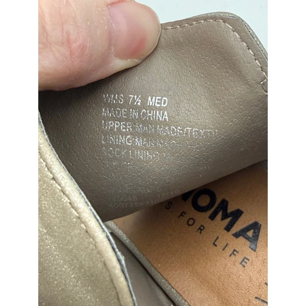 Sonoma Goods For Life 7.5 Taupe Metallic Cutout Block Heel Sandals Peep Toe‎